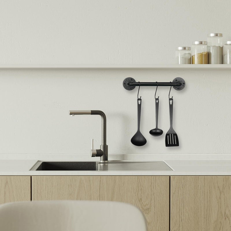 Livabber Industrial Pipe Towel Bar  Rustic Iron Decor Bathroom Hardware Towel Holder Accessory  Heavy Duty Wall Mounted Bath Towel Rack Black (12 Inch) - Image 5